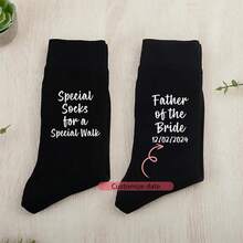 Personalized Custom Black Socks Groom To Be Wedding Day Engagement Decoration Bachelor Party Bach Weekend Dad Gift Present - Black - View 5