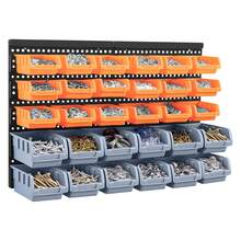 DIY Wall-Mounted Storage System With 30 Bins And 64x41cm Backboard For Tool Organization - Orange+Gray - View 3