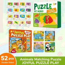 beartale 2 盒水果蔬菜和亲子动物拼图、DIY 拼图、拼图玩具、蒙特梭利儿童早期教育游戏拼图、早期学习、趣味活动玩具、益智游戏、拼图礼物、教具、彩色学龄前亲子互动益智玩具 - 彩色 - 查看 4