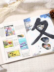 30 张四季主题装饰贴纸，剪贴簿用品，适用于礼物、办公室、家居、标签、教室、娱乐玩具、学生计划器、创意复古 DIY 景观装饰、学校用品、返校 - 彩色 - 查看 5