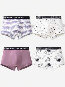 4pcs Boys' Comfortable Soft Breathable Cartoon Astronaut Print Boxer Briefs, Toddler/Little/Big Kids - Multicolor - View 2