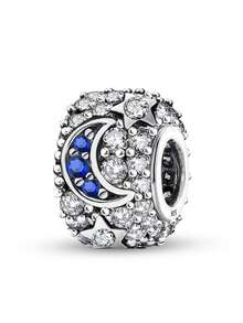 1 件 925 纯银时尚星星和月亮风车大本钟吊坠串珠饰品适用于手链 DIY 女士珠宝 - 銀色 - 查看 17