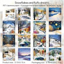 30 张四季主题装饰贴纸，剪贴簿用品，适用于礼物、办公室、家居、标签、教室、娱乐玩具、学生计划器、创意复古 DIY 景观装饰、学校用品、返校 - 彩色 - 查看 12