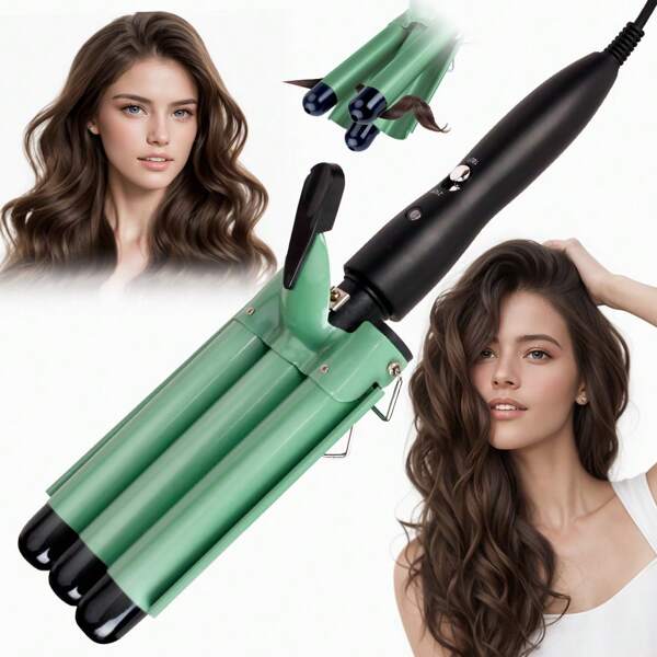 1 pieza Rizador eléctrico de cabello, rizador de 3 barras de 22mm, rizador de cabello ondulado al estilo coreano, opciones de múltiples colores, una gran opción de regalo