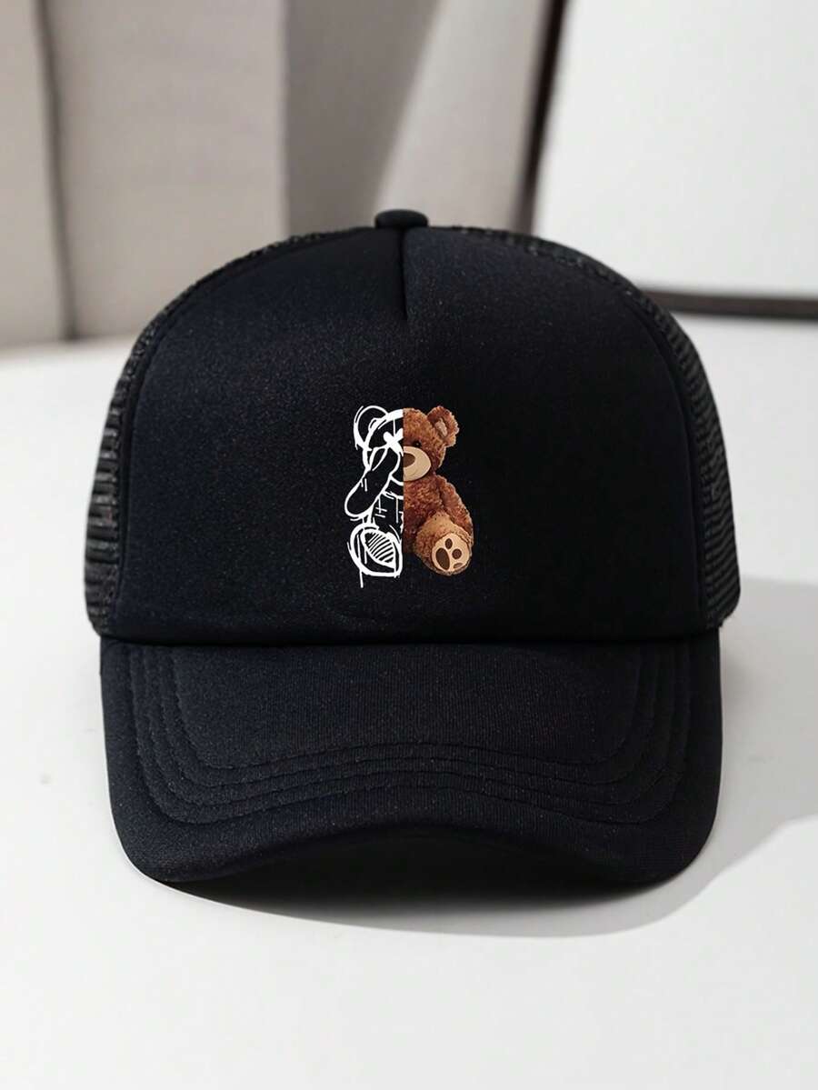 1pc Kid's Game Console Print Visor Baseball Cap, Unisex Children Hat - Black - View 1