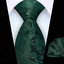 Set de 2 piezas que incluye corbata de 8cm de ancho con estampado de cachemir y flor y pañuelo a juego. Elegante accesorio de corbata de negocios de alta calidad para bodas, regalos familiares, Navidad o fiestas.