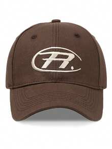 1pc Letter R Embroidered Soft Top Baseball Cap, Unisex Couple Cap, Retro Letter Design Sun Hat, Fashionable Travel Windproof Cap, Suitable For Travel, Hiking, Cycling - B - View 9