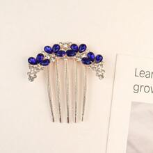 1pc Metal Rhinestone Inset Hair Comb, 5-Tooth Hair Clip For Bun, Ponytail Hair Accessory, Hair Accessories, Hair Accessories, Wedding, Combs, Side Comb