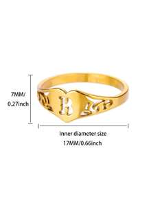 1PC Fashion Hollow Initial Letter Heart Rings For Women Gold Color Stainless Steel A-Z Letter Ring Aesthetic Wedding Jewelry Gift - Yellow Gold - View 51