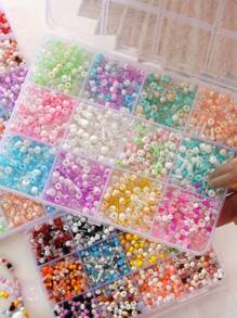 12/24-Fach buntes, halbtransparentes Glasperlen-Mix-Set für DIY handgemachte Armbänder, Halsketten und Schmuckherstellung, geeignet für Freundschaftsarmbänder, Halsketten, Schlüsselanhänger-Charms und mehr, Bastel-Accessoires als modisches Geschenk