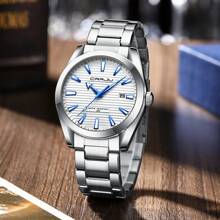 CRRJU Reloj de hombre CRRJU de lujo, de moda, con cuarzo, resistente al agua, luminoso, de acero inoxidable con fecha