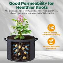 10 Pack 5 Gallon Thickened Grow Bags, Aeration Nonwoven Fabric Plant Pots With Durable Handles, Heavy Duty 300G Planter Pot For Tomato, Potato And Vegetable - Multicolor - View 7