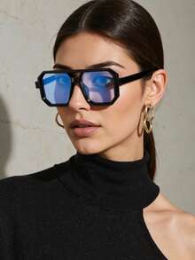 New Retro Classic Rectangular Double-Bridge Eyeglasses, Fashionable And Versatile For Women & Men, Punk Style, Suitable For Beach, Party, Casual Wear, High-Quality Design - Multicolor - View 7