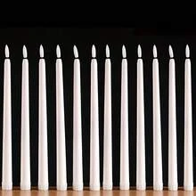 6/12/24 件 LED 无焰锥形蜡烛、LED 无焰烛台、电池供电蜡烛、塑料假烛台、电池供电窗户蜡烛，带 3D 闪烁火焰，适用于壁炉、圣诞节、万圣节、教堂、婚礼（不含电池）