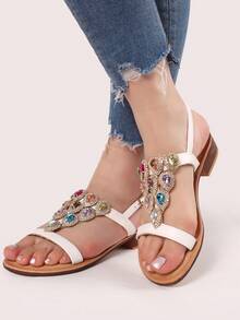 PU CON TACCO BASSO CON STRASS 中的桑达利 TOMAIA MOLTO ELEGANTE - 彩色 - 查看 2