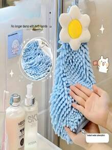 1pc/3 Packs Super Soft Creative Plumeria Pattern Hanging Hand Towel, Quick Absorbent Quick Dry Coral Fleece/Lint Free. , Reusable, Suitable For Kitchen/Bathroom - Multi-Purpose Household Essentials, Household Cleaning, Body Care, Hand Towel, Kitchen Quick Dry Absorbent Rag, Table Cloth. Cleaning Tools Dish Cloths Kitchen Towel