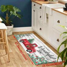 1 buc Covor Decorativ de Alergător de Toamnă cu Camion Retro de Crăciun, Covor de Alergător Antiderapant cu Pitici de Crăciun, Covor de Bucătărie Lavabil cu Fermieri, Folosit pentru Coridoare, Spălătorii, Pasaje de Verandă, Preșuri de Toamnă.