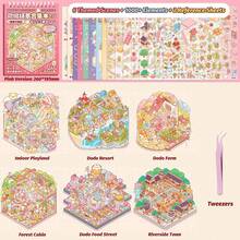 1 本大型景观贴纸书，微型场景贴纸书，手工 DIY 拼贴纸，适合生日礼物，笔记本配件装饰，PET 透明材质，适用于多种场景学校用品，返校