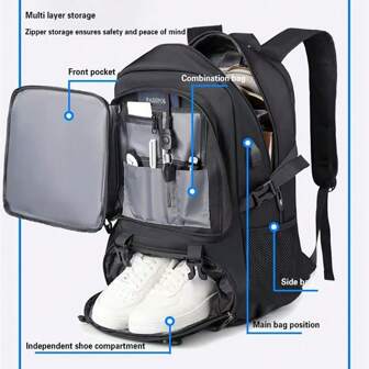Grand sac à dos d'ordinateur portable multifonction avec compartiment à chaussures, pour le transfrontalier