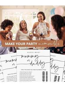 20 张“谁是妈妈还是爸爸”游戏卡、迎婴派对游戏卡、迎婴派对游戏和活动、适合男孩或女孩的趣味迎婴派对游戏