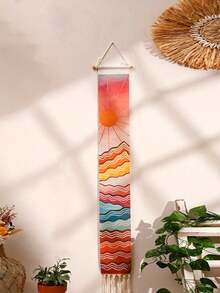 1pc Tapestry Wall Hanging, Bohemian Art Home Decor With Fringe, Long Linen Boho Tapestries For Living Room Bedroom, Vertical Tapestry Wall Hanging, Narrow Vertical Hanging Wall Art Decor For Bedroom, Bathroom, Living Room, Home Decor, Room Decor, Wall Decor Gifts Birthday Graduation