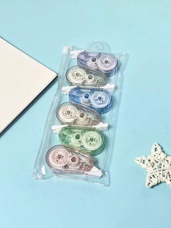 Morandi Mini Korrekturband - Niedliches transparentes Design mit pastellfarbenem Ring, robuster Kunststoff-Radierer, tragbare Schülerstifte & lustiges Geschenk
