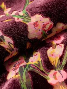 Easter Gift Burnout Velvet Kimono Cardigan For Women With Tassels, Elegant Flower Pattern, Swimsuit Cover-Up, Deep Red, 1 Size Fits All - Màu Đỏ Sâu - Xem 5