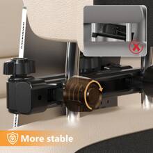 Support rotatif noir pour téléphone portable et ordinateur | Distance entre l'appui-tête : 35 – 190 mm / Distance entre le support plat : 120 – 230 mm | Support universel robuste pour deux appareils