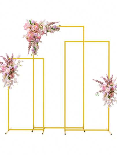 Soporte con arco de metal cuadrado para arco de fondo de boda dorada, cumpleaños y ceremonias, soporte con arco de fondo para fiesta de cumpleaños y ceremonias, marco cuadrado y rectangular para decoración de celebraciones al aire libre e interiores
