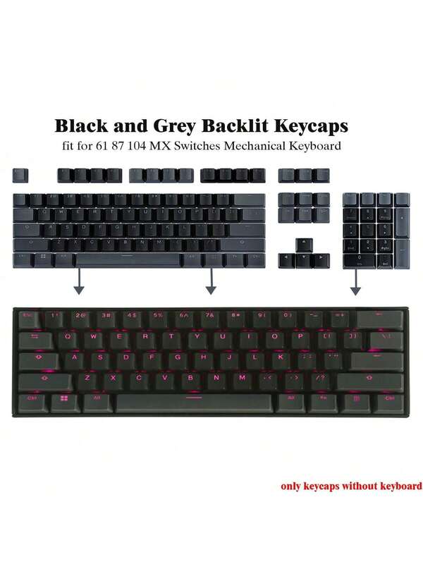Juego de teclas de ABS translúcido para teclados mecánicos Cherry MX, perfil OEM moldeado por inyección de dos colores, adecuado para teclados mecánicos con interruptores MX de 61/87/104 teclas