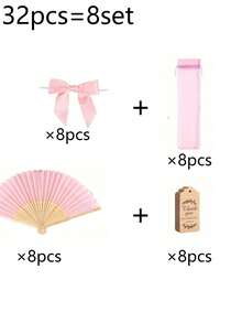 30/15/3件粉色/白色丝绸木质折扇感谢卡套装（含礼品袋）、感谢卡、新娘竹制手持折扇、单身派对婚礼新娘送礼会装饰品、伴娘竹制手持折扇、单身派对拍照道具、伴娘礼物、婚礼装饰品、完美的婚礼礼物、单身派对装饰品和新娘送礼会配件、派对和活动的理想之选、完美的夏季配饰