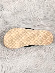 Women's Solid Color Flat Open Toe Sandals, Fashion Shoes With Thick Sole And Rope Pattern, Summer Beach Shoes - Black - View 6