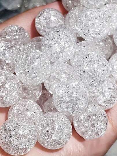 beadia 100 st 4/6/8/10 mm kreativa vita krackelerade glaspärlor, lämpliga för kvinnor, för gör-det-själv-armband, halsband, smyckestillverkning, även lämpliga för pärlbroderi under högtider