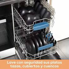 Juego de vajilla reutilizable de paja de trigo de 52 piezas, apto para microondas y lavavajillas, libre de BPA. Hecho de paja de trigo pura. Ideal para reuniones familiares, picnics y otras ocasiones - Negro - Ver 5