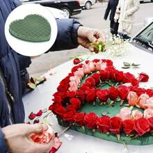 1pc Heart-Shaped Floral Foam Block With Suction Cup Tray, 27 X 31.5cm Green Floral Sponge, Suitable For Wedding And Party Decoration