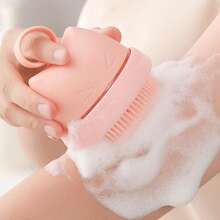 1 peça Escova de Massagem de Xampu com Cabeça Dupla Fofa, Escova de Xampu de Limpeza do Couro Cabeludo Multi-Função de Silicone, Adequada para Lavagem de Cabelo e Banho