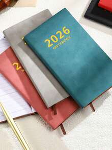 2026 A6 English Weekly Planning Notebook PU Leather Mini Portable Diary List Tasks, Expense Tracking And Organizing Meals School Supplies,School Supplies,Back To School