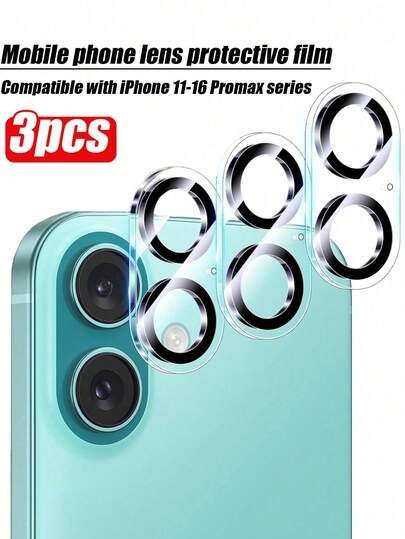 3片装相机镜头保护膜，兼容 16 / 16 Plus / 16 Pro Max / 16 Pro / 15 Pro Max / 15 / 15 Pro / 15 Plus / 14 Pro Max / 14 / 14 Pro / 14 Plus / 13 Pro Max / 13 / 13 Pro / 12 Pro Max / 12 / 12 Pro / 11 / 11 Pro Max - [防摔] [兼容手机壳] 9H钢化玻璃相机屏幕保护膜 [新版本更新]