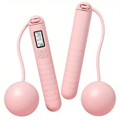 Cuerda de saltar inalámbrica con contador, cuerda de saltar con peso y bola de conteo digital ajustable, cuerda de saltar sin cuerda para mujeres y hombres, ejercicio y entrenamiento físico.