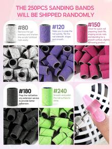 coscelia 电动指甲打磨机，迷你USB指甲打磨机，配有6个钻头和250个砂圈，粉色/黑色/白色指甲锉/卸甲抛光器，适用于亚克力指甲的凝胶指甲打磨机，指甲锉/打磨抛光器，去除老茧，适合家庭或美甲沙龙使用（砂圈随机发货）