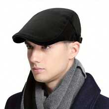 1 Piece Of Adjustable Men's Cotton Beret - Classic Beret, Adjustable Casual Hat Style Suitable For Men, Machine Washable, Easy To Maintain - Black - View 4