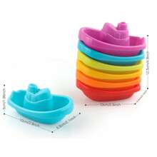 Conjunto de barcos empilháveis com 6 peças para crianças de 6 meses ou mais, brinquedo de banho aquático para diversão no chuveiro