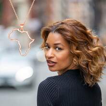 Women's Minimalist Africa Map Pendant Necklace,  Personalized Africa Motherland Continent Outline Necklaces Chain Length 18" Extension Chain 2" ( 18K Gold And Silver Plated Both Choice, Jewelry With Gifts Box)2025 - 玫瑰金 - 查看 8