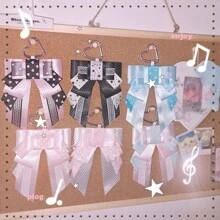 Millennium Style Wave Point Bow Bag Pendant-Star Chasing Girl And Boy Bag Decoration Pendant- Badge Bag Accessories - Original Versatile Badge Support Ita Bag Accessories Bow-Lolita Decorative Headpiece Edge Clip