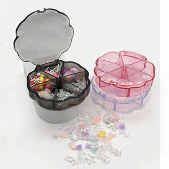 2Pcs Nail Plum Blossom Jewelry Box Small Jewelry Storage Box,Rhinestone Organizer Box, 3D Acrylic Nail Charms Storage Box,Plastic Nail Gems Caviar Beads Pearls Nail Art Accessories Display Holder, Jewelry Collecting Container