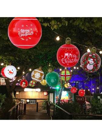 PVC Inflatable Christmas Ball Bells & Lights, Holiday Gift, Home Decor For Christmas & New Year, Christmas Decoration