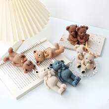 3D 多姿势熊硅胶模具：蝴蝶结和心形 - 拥抱设计，DIY 蜡烛/石膏/树脂工艺品，非常适合礼物和家居装饰