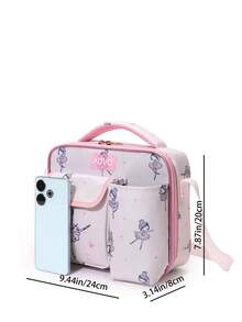 儿童时尚可爱心形和玫瑰金保温午餐盒，配有可调节肩带，适用于日常活动、生日、节日礼物、可重复使用的午餐袋 - 均碼 - 查看 2