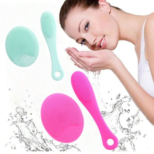 2pcs Silicone Face Cleansing Brush And Blackhead Removal Finger Brush Set, Pore Cleaning Tools
