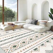 Area Rug Living Room Rugs 8x10 - Large Soft Boho Geometric Rugs, Non-Slip Foldable Washable Rugs Non Shedding Morden Indoor Floor Carpet For Living Room Bedroom Office Dining Room(Brown Green,8'x10') - 綠色 - 查看 1